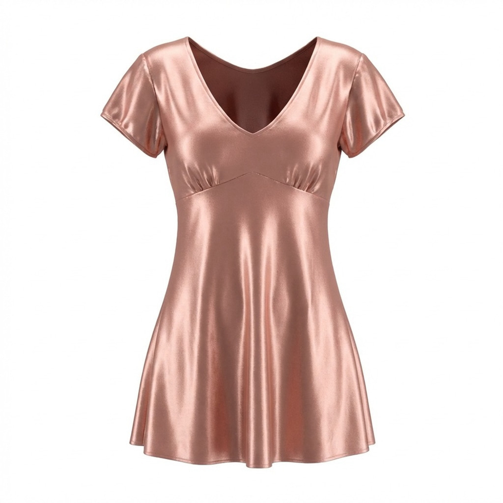 Handmade Rose Gold Satin V-Neck Mini Dress Size XS S Cottagecore Festival